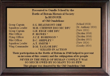 Old Oundelians  Plaque 2